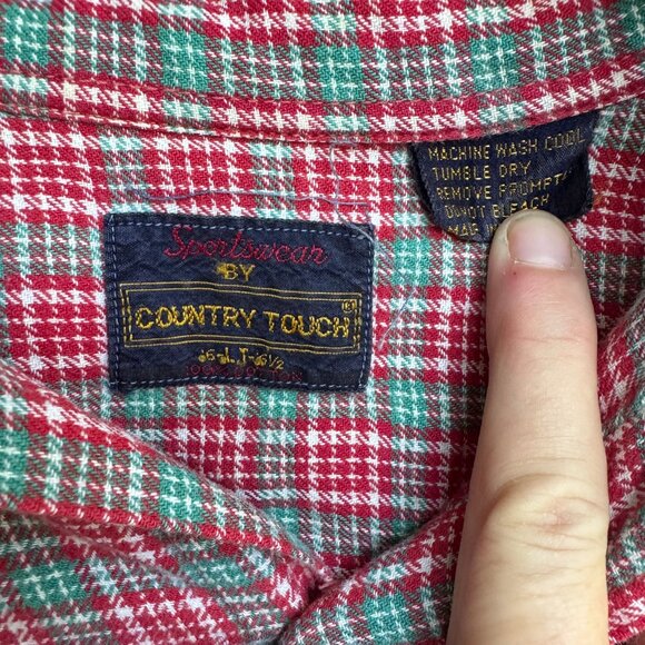 Vintage Country Touch Red Green Flannel L - Picture 2 of 7